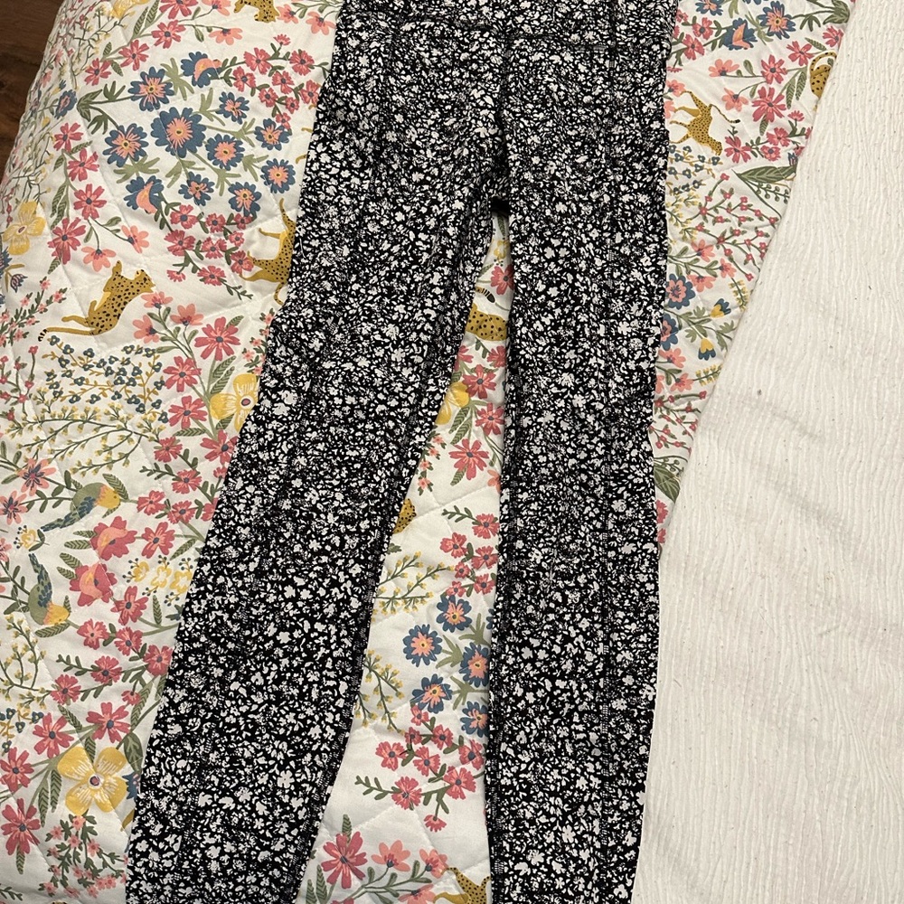 Floral Black and White Leggings